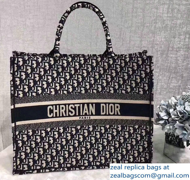 Dior Book Tote Bag In Embroidered Dior Oblique Canvas 2018