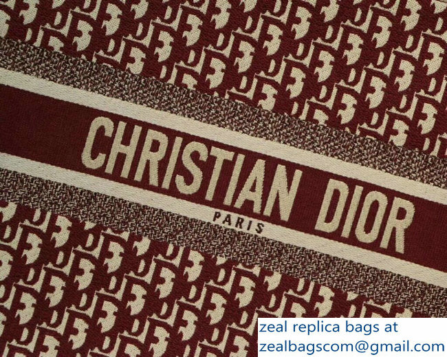 Dior Book Tote Bag In Embroidered Dior Oblique Canvas burgundy 2018 - Click Image to Close