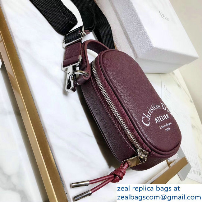 Dior Christian Dior Atelier Print Pouch Cross Body Bag Burgundy 2018