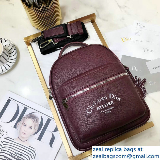 Dior Christian Dior Atelier Print Rider Rucksack Backpack Mini Bag Burgundy 2018 - Click Image to Close