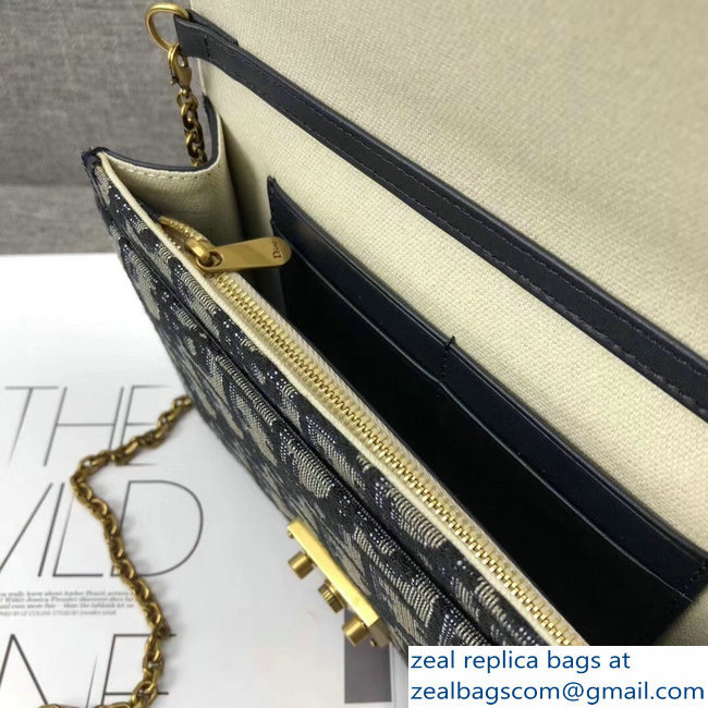 Dior Dioraddict Wallet on Chain Clutch Bag In Blue Oblique Jacquard Canvas 2018