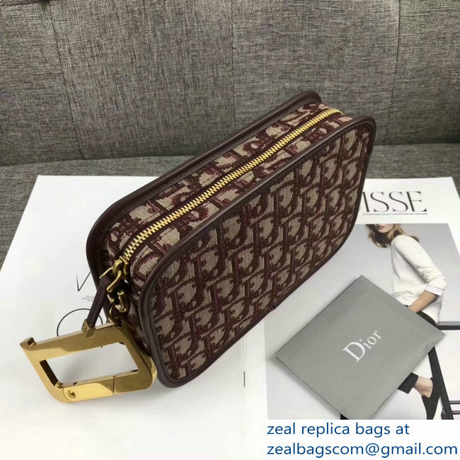 Dior Diorquake Clutch Bag In Oblique Jacquard Canvas Burgundy 2018