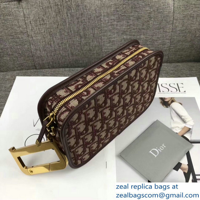 Dior Diorquake Clutch Bag In Oblique Jacquard Canvas Burgundy 2018 - Click Image to Close