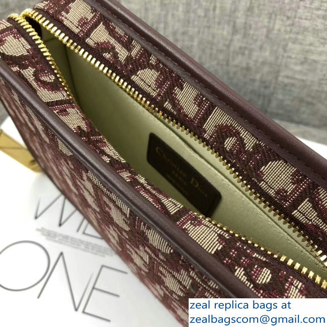 Dior Diorquake Clutch Bag In Oblique Jacquard Canvas Burgundy 2018 - Click Image to Close