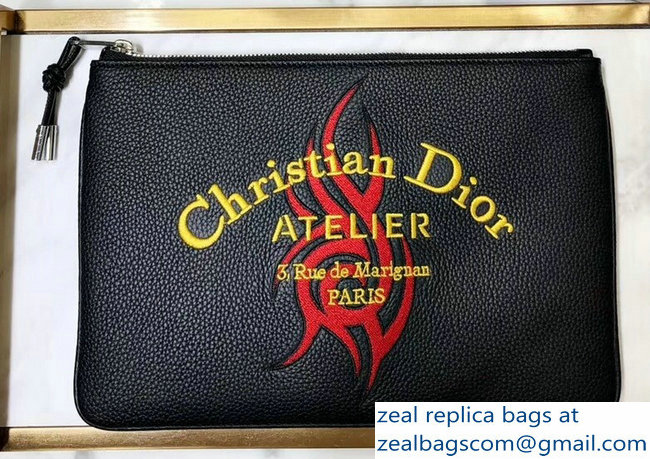 Dior Flat Pouch Clutch Bag Christian Dior Atelier Print 2018 - Click Image to Close