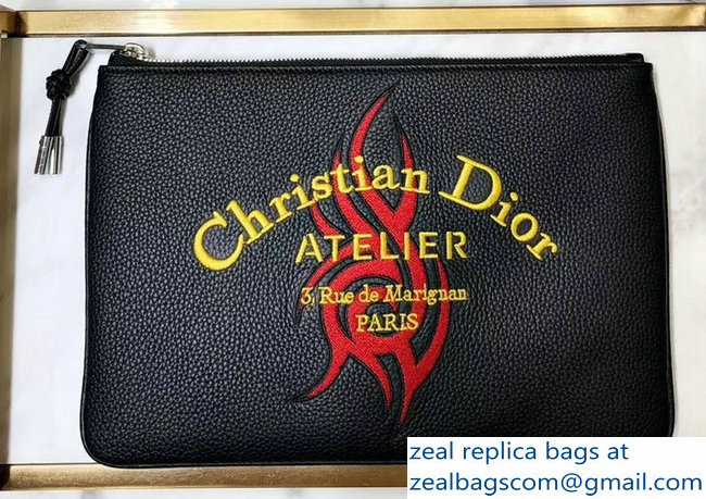 Dior Flat Pouch Clutch Bag Christian Dior Atelier Print 2018