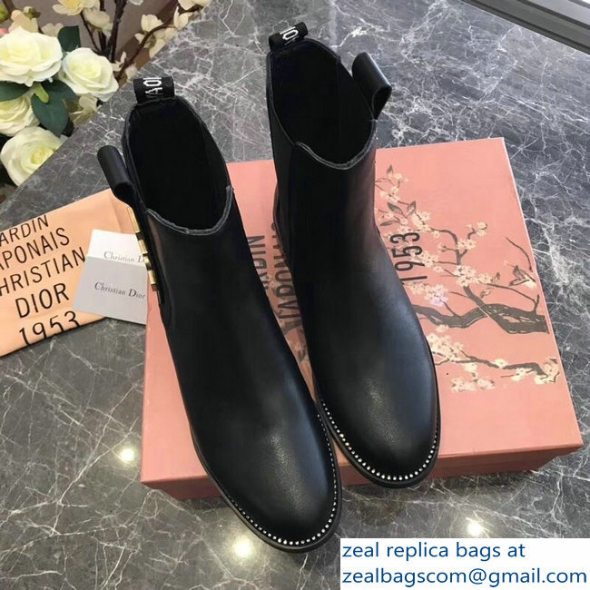 Dior Gold Logo Ankle Boots Black 2018