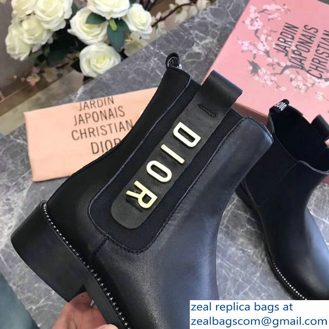 Dior Gold Logo Ankle Boots Black 2018 - Click Image to Close