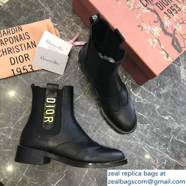 Dior Gold Logo Lace Ankle Boots Black 2018 - Click Image to Close