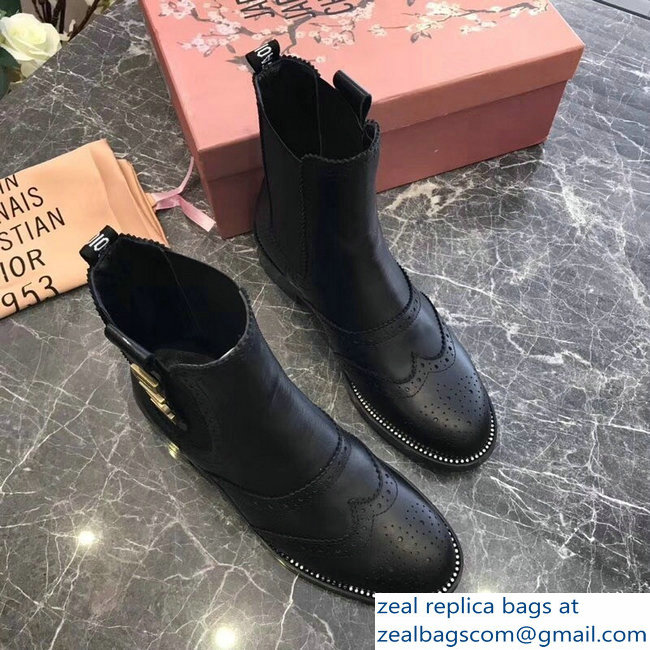 Dior Gold Logo Lace Ankle Boots Black 2018 - Click Image to Close