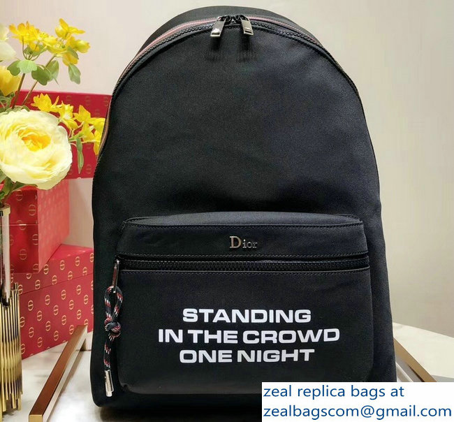 Dior Homme Slogan Backpack Bag In Black Nylon 2018