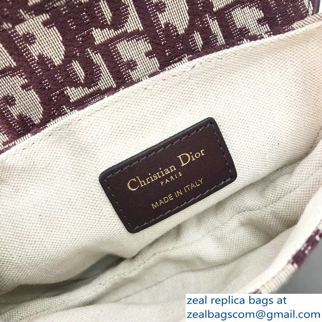 Dior Mini Saddle Bag In Burgundy Oblique Jacquard Canvas 2018