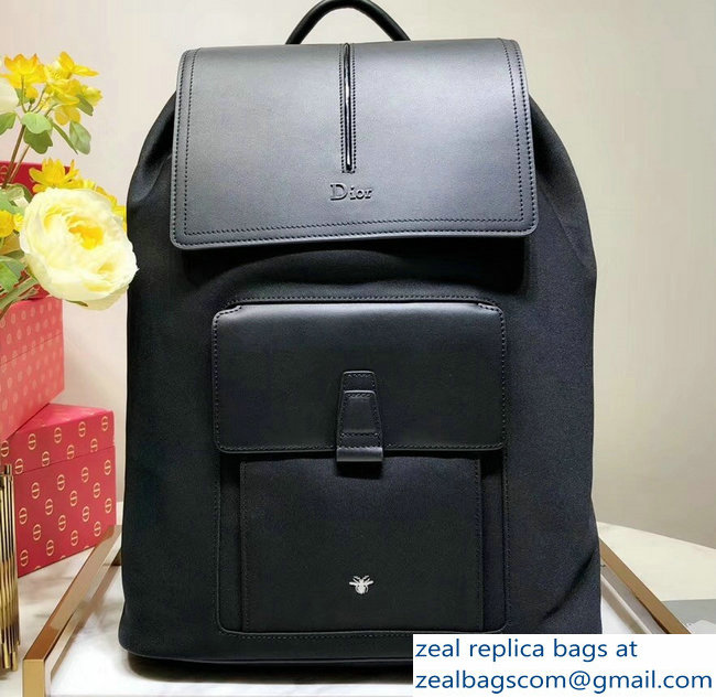 Dior Motion Rucksack Backpack Bag In Nylon and Calfskin Black 2018