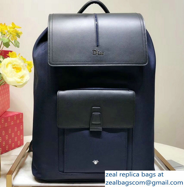 Dior Motion Rucksack Backpack Bag In Nylon and Calfskin Navy Blue 2018 - Click Image to Close