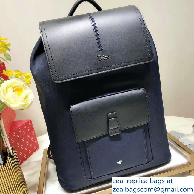 Dior Motion Rucksack Backpack Bag In Nylon and Calfskin Navy Blue 2018 - Click Image to Close