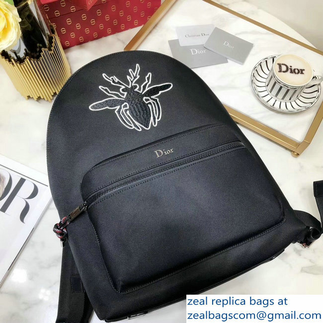 Dior Rider Rucksack Backpack Bag In Black Nylon With Bee Patches 2018