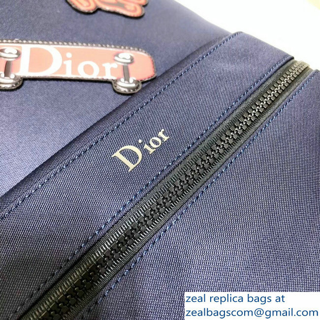 Dior Rider Rucksack Backpack Bag In Nylon With Multiple Patches Navy Blue 2018