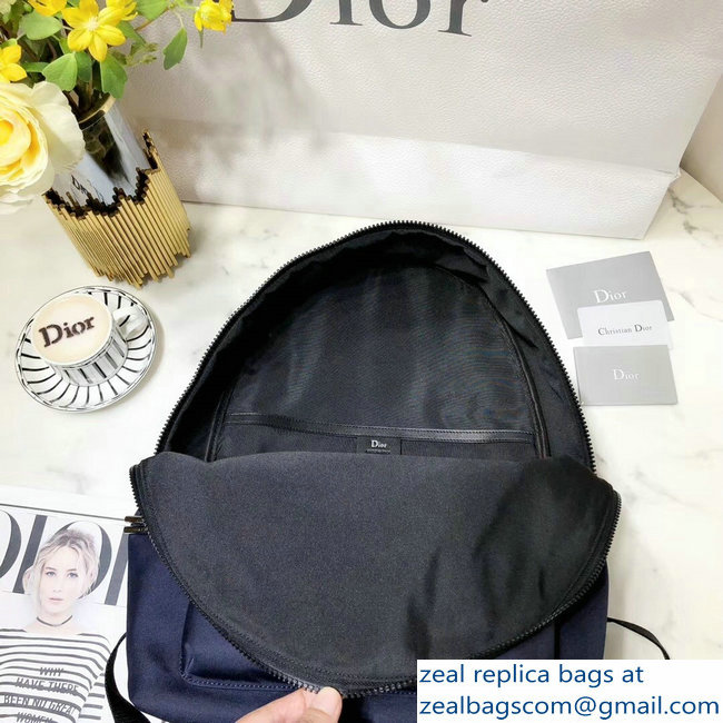 Dior Rider Rucksack Backpack Bag In Nylon With Multiple Patches Navy Blue 2018