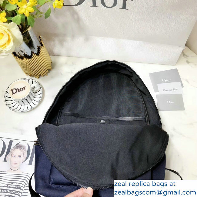 Dior Rider Rucksack Backpack Bag In Nylon With Multiple Patches Navy Blue 2018 - Click Image to Close