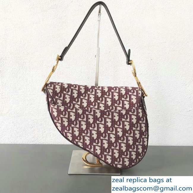 Dior Saddle Bag In Burgundy Oblique Jacquard Canvas 2018