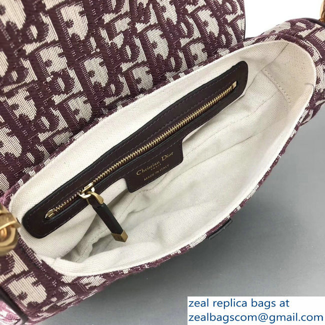 Dior Saddle Bag In Burgundy Oblique Jacquard Canvas 2018