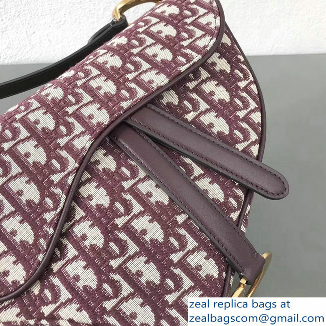 Dior Saddle Bag In Burgundy Oblique Jacquard Canvas 2018