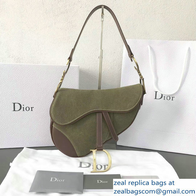 Dior Saddle Bag in Canvas Green 2018 - Click Image to Close