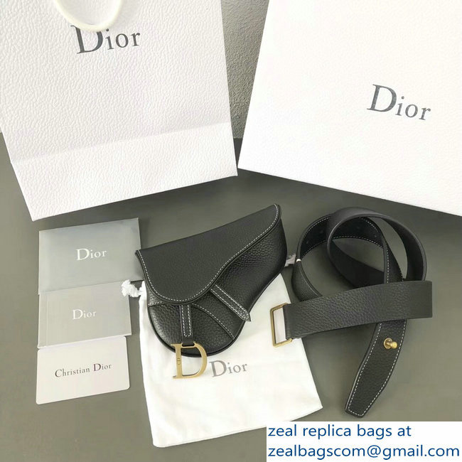 Dior Vintage Saddle Belt Waist Bag Black 2018