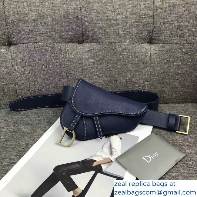 Dior Vintage Saddle Belt Waist Bag Blue 2018 - Click Image to Close