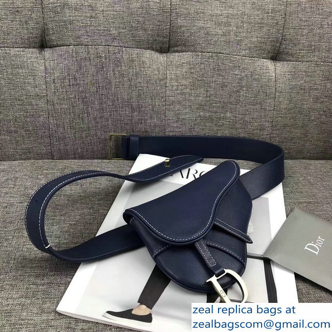 Dior Vintage Saddle Belt Waist Bag Blue 2018 - Click Image to Close