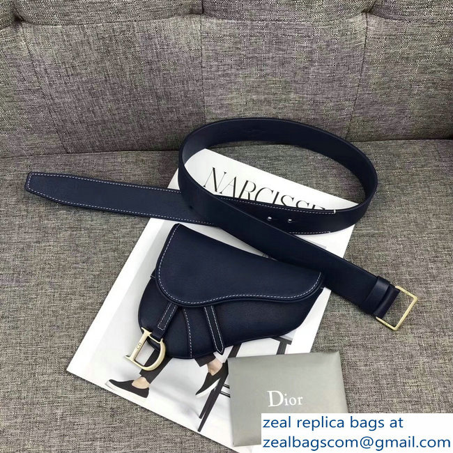 Dior Vintage Saddle Belt Waist Bag Blue 2018