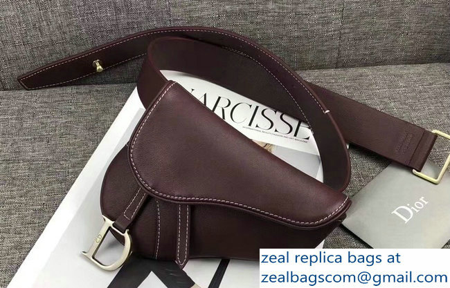 Dior Vintage Saddle Belt Waist Bag Burgundy 2018