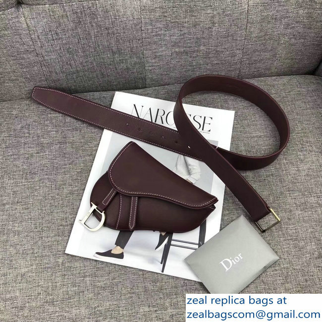 Dior Vintage Saddle Belt Waist Bag Burgundy 2018 - Click Image to Close