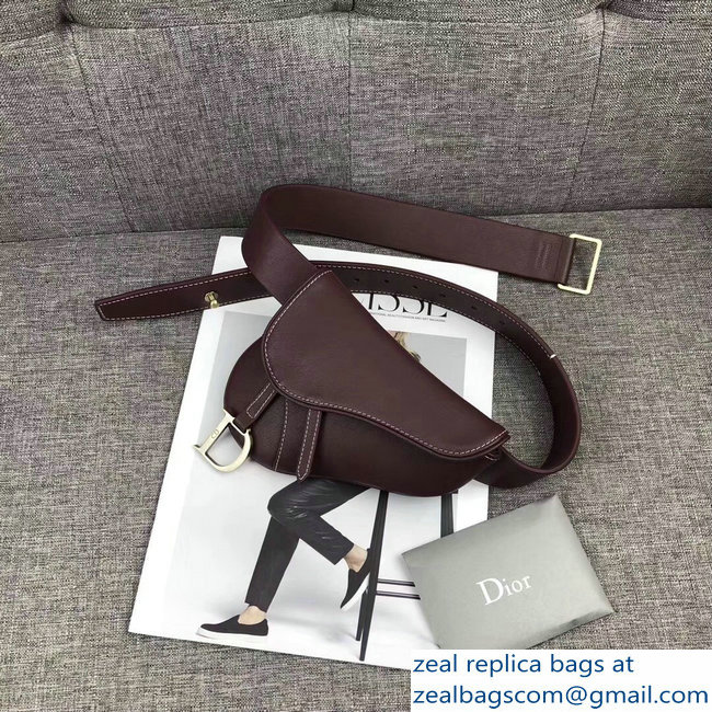 Dior Vintage Saddle Belt Waist Bag Burgundy 2018