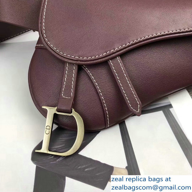 Dior Vintage Saddle Belt Waist Bag Burgundy 2018