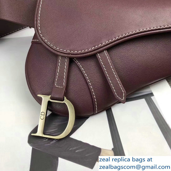 Dior Vintage Saddle Belt Waist Bag Burgundy 2018 - Click Image to Close