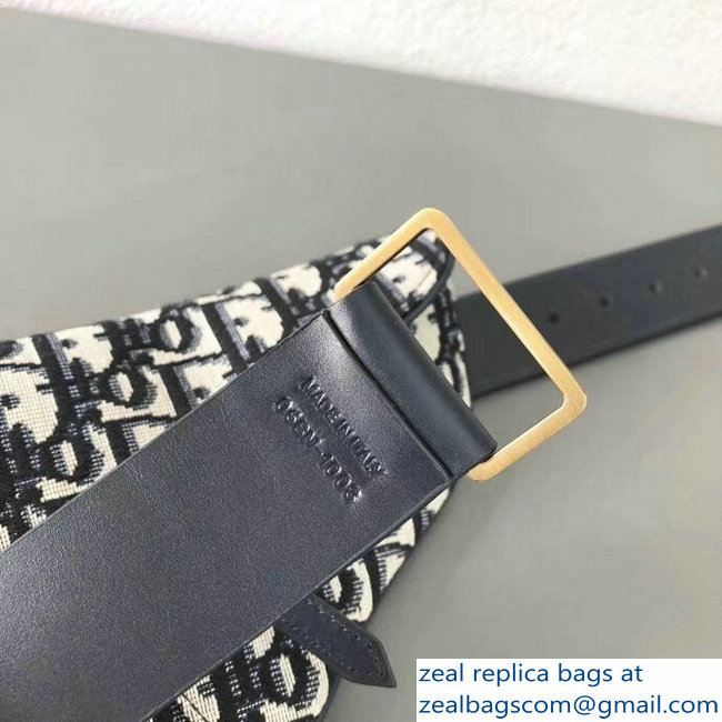 Dior Vintage Saddle Belt Waist Bag In Blue Oblique Jacquard Canvas 2018