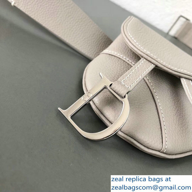 Dior Vintage Saddle Belt Waist Bag Light Gray 2018