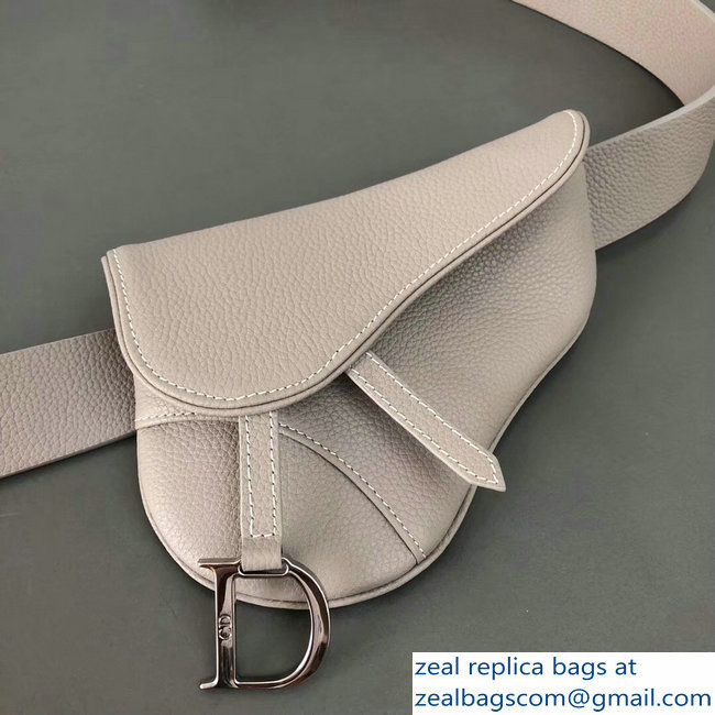 Dior Vintage Saddle Belt Waist Bag Light Gray 2018