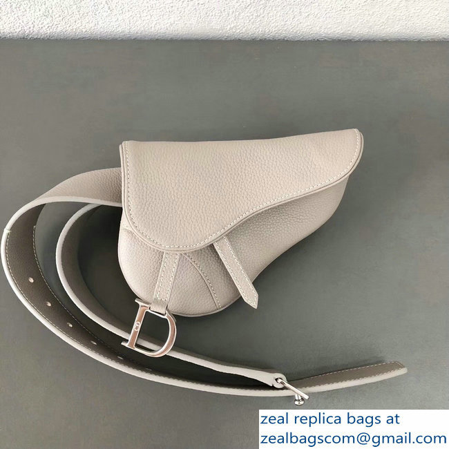 Dior Vintage Saddle Belt Waist Bag Light Gray 2018