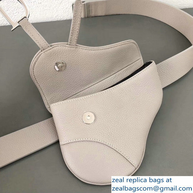 Dior Vintage Saddle Belt Waist Bag Light Gray 2018