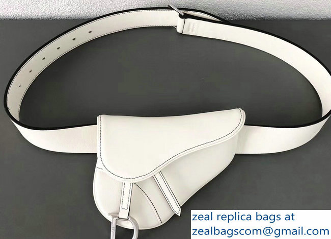 Dior Vintage Saddle Belt Waist Bag White 2018