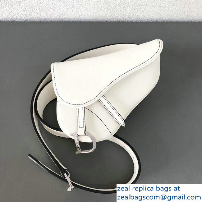 Dior Vintage Saddle Belt Waist Bag White 2018