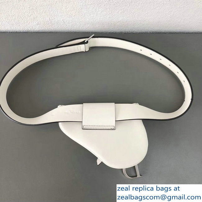 Dior Vintage Saddle Belt Waist Bag White 2018