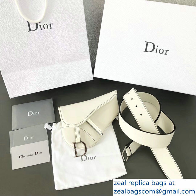 Dior Vintage Saddle Belt Waist Bag White 2018 - Click Image to Close