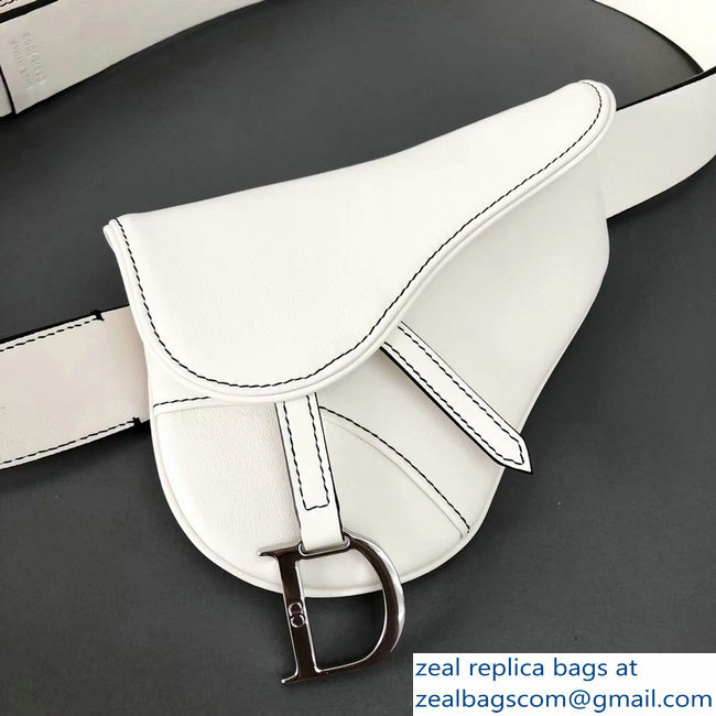 Dior Vintage Saddle Belt Waist Bag White 2018 - Click Image to Close