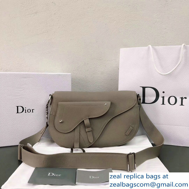 Dior Vintage Saddle Cross Body Men's Bag Light Gray 2018