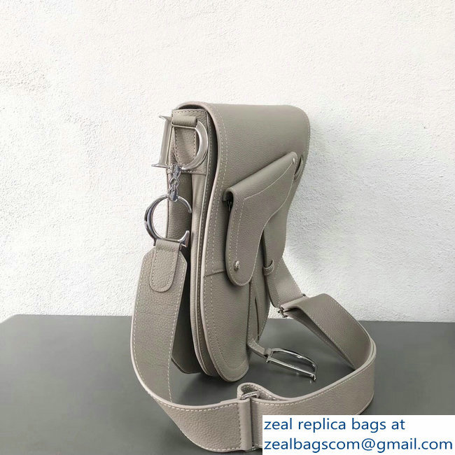 Dior Vintage Saddle Shoulder Men's Bag Light Gray 2018