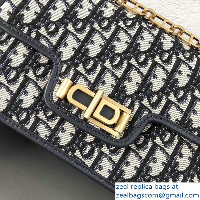 Dior Vintage Shoulder Bag In Blue Oblique Jacquard Canvas 2018 - Click Image to Close