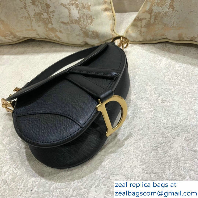 Dior Mini Saddle Bag in Grained Calfskin Black 2018